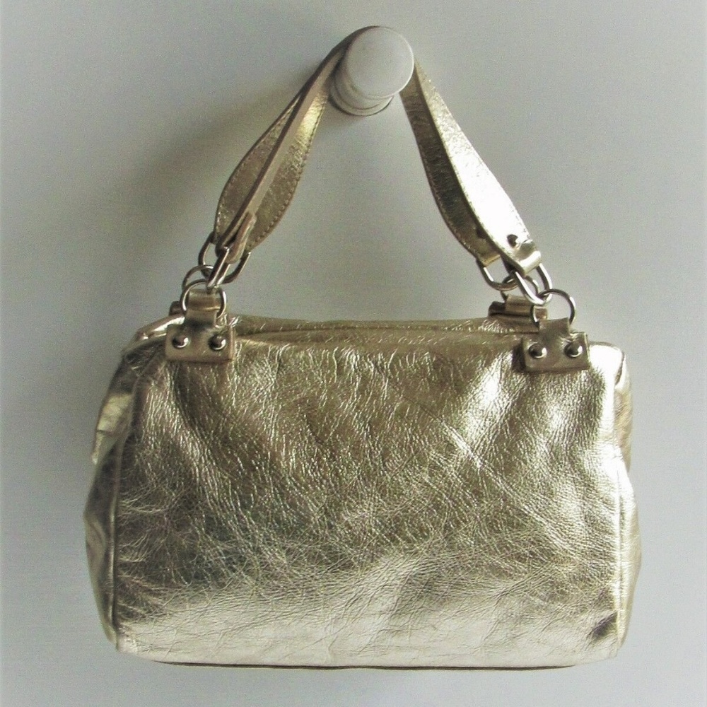 LAURA DI MAGGIO Metallic Gold Leather Satchel